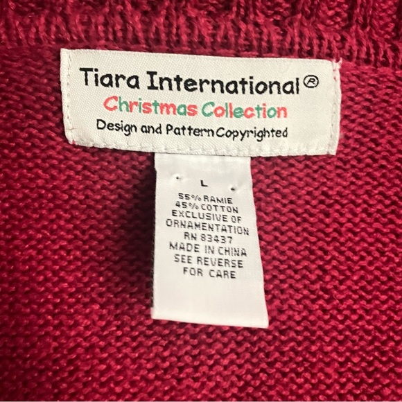 Tiara International Christmas Snowman Cardigan Sweater Womens Large Vintage - Picture 9 of 9
